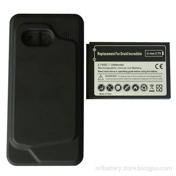3.7V/2500mAh/9.3Wh Mobile Phone Battery for HTC Droid Incredible, with Black Cover